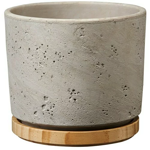 Soendgen Keramik Okrugla tegla za biljke (Vanjska dimenzija (ø x V): 16 x 14 cm, Svijetlosive boje, Drvo)
