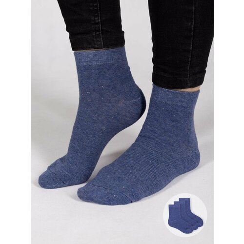 Yoclub Kids's Girls' Socks Plain With Silver Thread 3-Pack SKA-0025G-1800 Navy Blue Slike