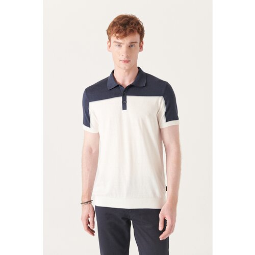 Avva Men's Navy Blue Polo Neck Paneled Short Sleeve T-shirt Slike