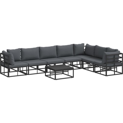 VidaXL Vrtna sedežna garnitura 8 pcs Črna 70 x 70 x 32 cm Aluminij Slike