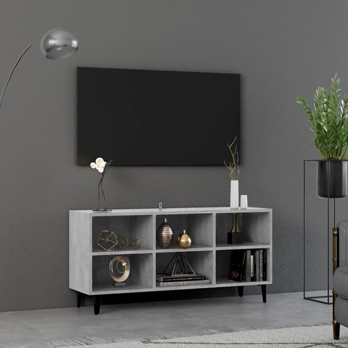 VidaXL TV omarica s kovinskimi nogami betonsko siva 103,5x30x50 cm Slike