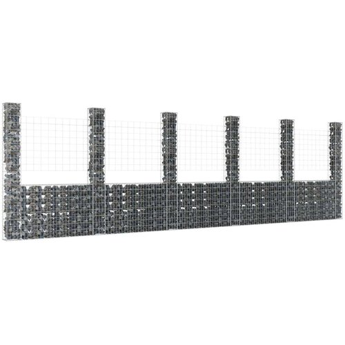 vidaXL Gabion ko&scaron;ara U-oblike s 6 stebri železo 620x20x200 cm Cene