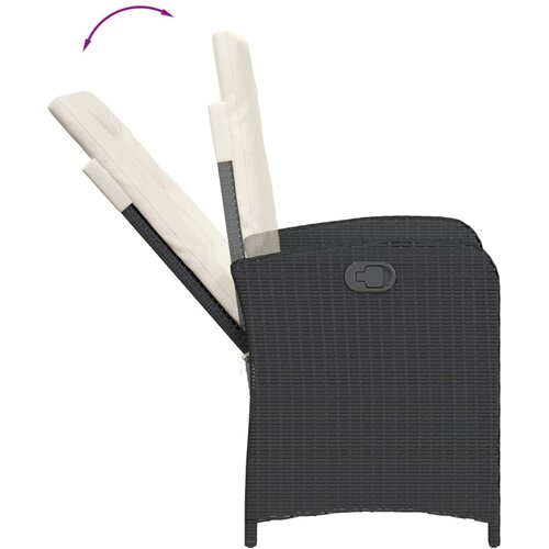  3-dijelni bistro set s jastucima crni od poliratana Slike