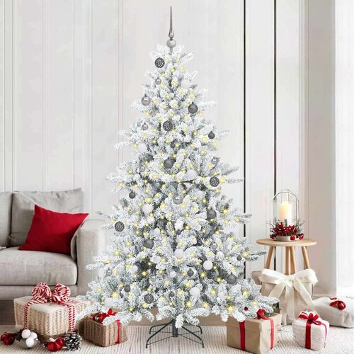 vidaXL Umjetno božićno drvce s nogom s 300 LED dioda Bijelo 210 cm PVC Cene