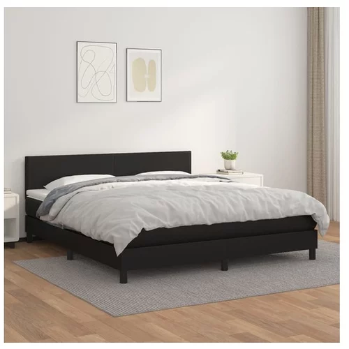 vidaXL Box spring postelja z vzmetnico crn 180x200 cm umetno