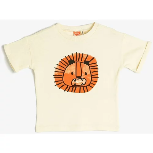 Koton Baby Boy Short Sleeve Crew Neck Lion Printed T-Shirt 3smb10280tk