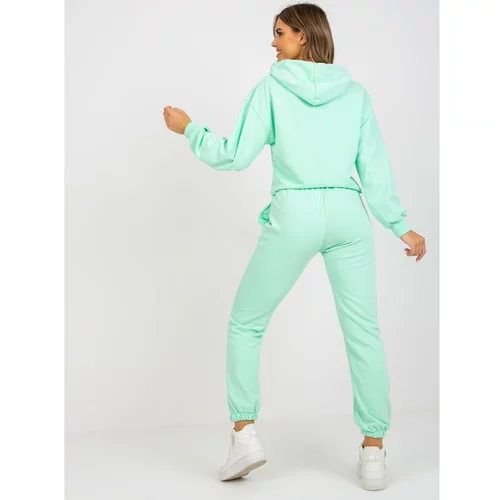 Fashion Hunters Light green tracksuit set with a hoodie