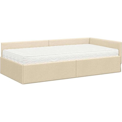  Kutni krevetni okvir s madracem Ostalo 2 pcs Krema tkanina Slike