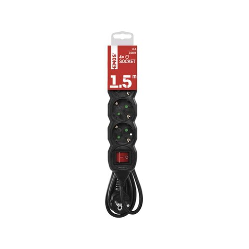 Emos PC1421R Schuko produžni kabel , 4 utičnice, 1,5m Slike