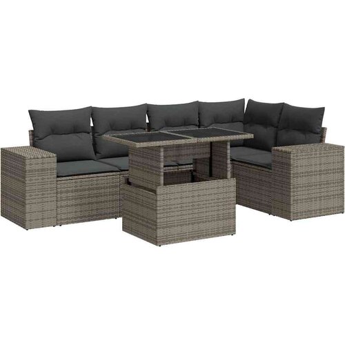 VidaXL 6-dijelni set vrtnih sofa od poliratana s jastucima sivi Slike