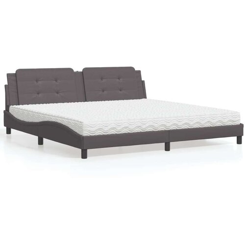  Postelja z vzmetnico siva 200x200 cm umetno usnje, (21166054) Cene
