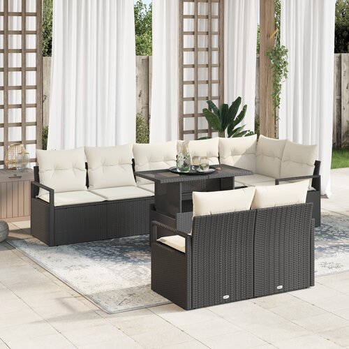 vidaXL 9-delni vrtni sofa set z blazinami črn poli ratan Cene