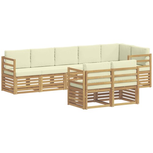 vidaXL Sedežne garniture 8 pcs Bela in krem Masiven les akacije, (5000283864) Cene