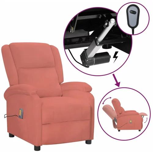 vidaXL električni masažni stol roza žamet
