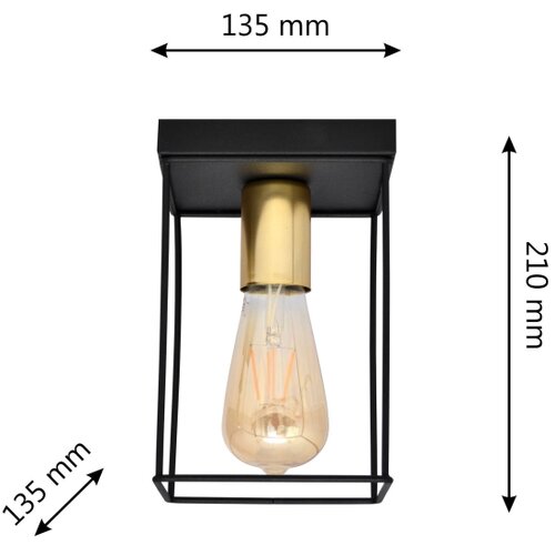  plafonska lampa finn 1xE27/15W/230V crna/zlatna Slike