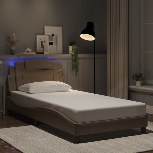 Furnova Posteljni okvir z LED lučkami kapučino 100x200 cm umetno usnje, (21935548) Slike