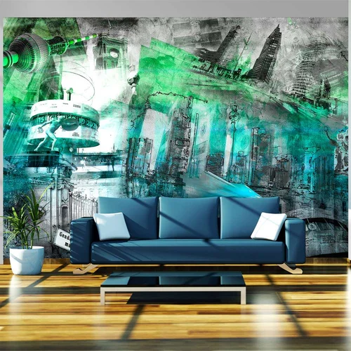  Tapeta - Berlin - collage (green) 250x175