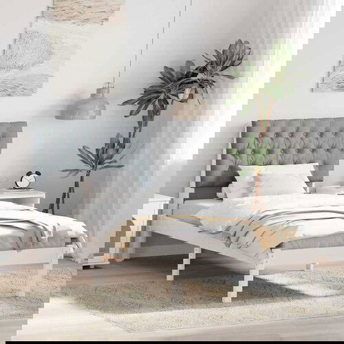 vidaXL Krevetni okvir s tapiciranim uzglavljem Bijelo 90 x 200 cm Cene