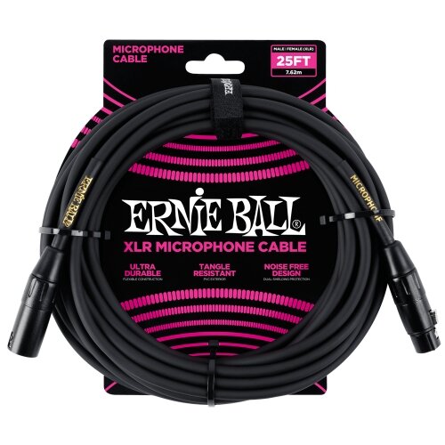 Ernie Ball kabel P06073 - 25FT(7,62m) BRAIDED XLR-M - XLR-F mikrofonski - crna boja Cijene