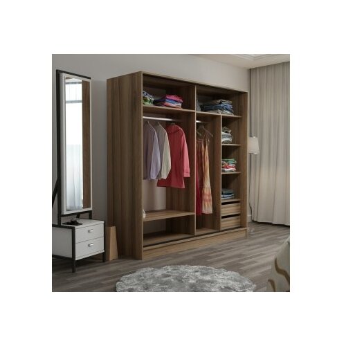Woody Fashion Ormar Kale-7162, 220x210x60 cm, Smeđa Slike