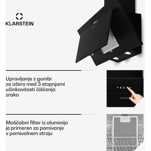 Klarstein Athena kosa napa | režim rada s odvodom i recirkulacijom | nehrđajući čelik | 404 m&amp;sup3;/h | 56 W | 90 cm Slike