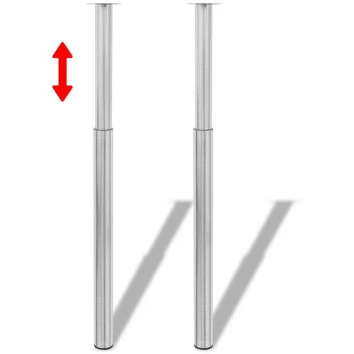 vidaXL 2 Teleskopske Noge za Stol Brušeni nikal 710 mm-1100 mm