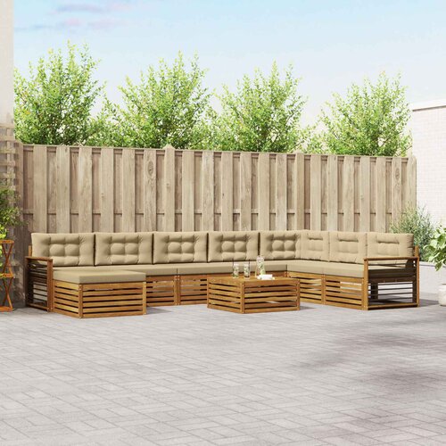  Set vanjskih sofa 9 kom. Prirodna i bež Čvrsto drvo akacije Cene