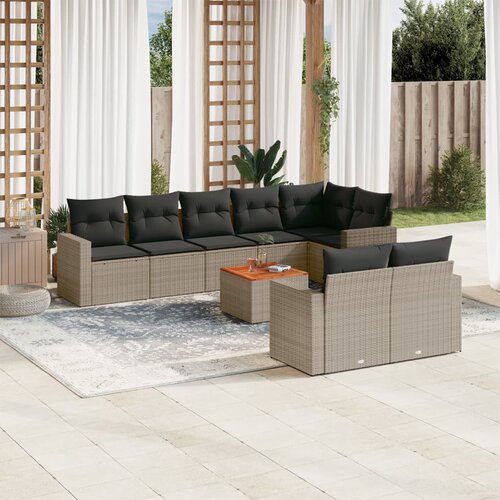 vidaXL 9-dijelni set vrtnih sofa od poliratana s jastucima sivi Cijene