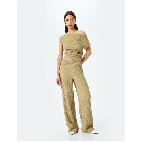 Koton relaxed Fit Textured Wide Leg Trousers Cene