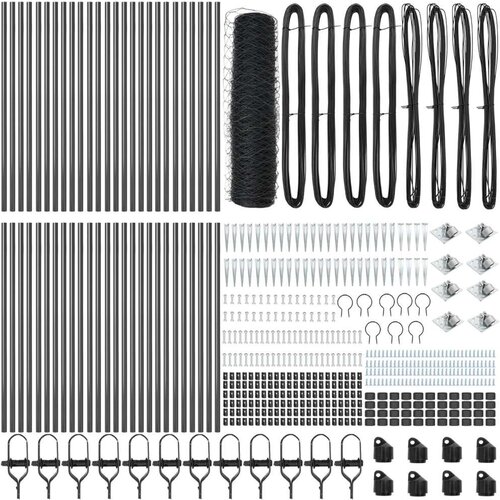  Ograda u obliku heksagona Siva 0.4x100 m Čelik  Stubovi za ograde s bodljom 13 kom &Oslash;32 mm 60 cm Galvanizirani čelik Cijene