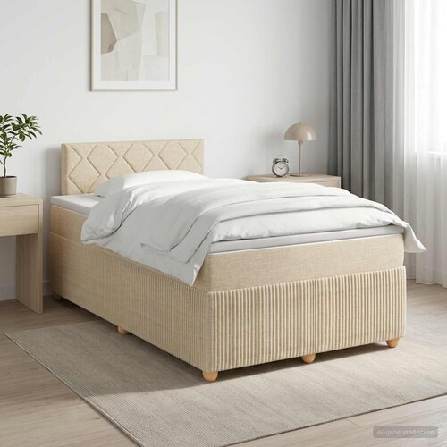  Boxspring krevet s madracem Krem 120 x 190 cm Tkanina Cijene