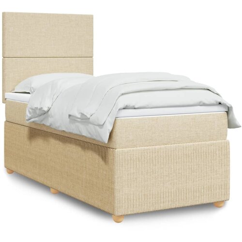 VidaXL Okvir kreveta s oprugama i madrac krem 80x200 cm od tkanine Slike