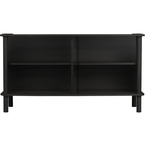 UMAGE Crna vitrina od punog hrasta s kliznim vratima 135x73,5x48 cm Italic – Cijene