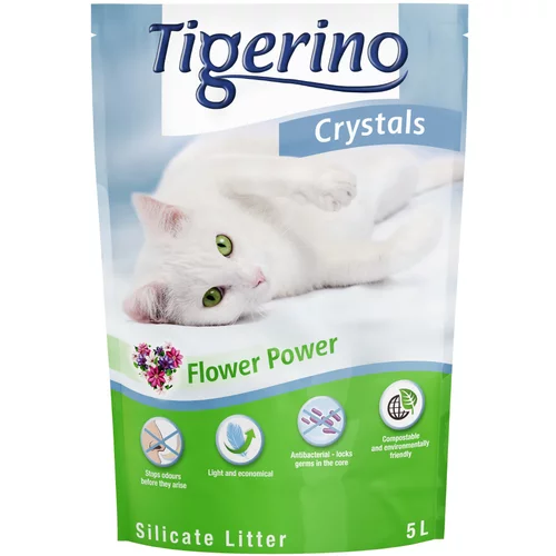 Tigerino Crystals Flower-Power pijesak za mačke - 6 x 5 l - uštedite s većim pakiranjem!