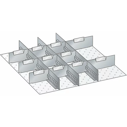 LISTA Komplet za delitev predalov, 3 stene z zarezami, 11 pločevinastih delilnikov, za višino 50 mm