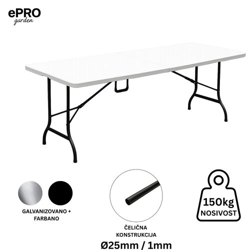 Epro sklopivi ba&scaron;tenski sto 180x74x74cm/ metal-plastika Cene