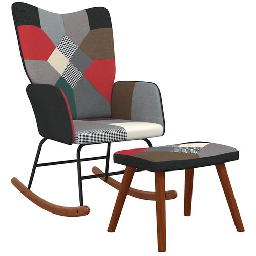  Stolica za ljuljanje s osloncem za noge patchwork od tkanine Cijene