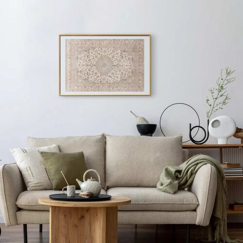  Plakat - Sand Carpet - Worn Persian Rug with Rich Ornamental Motifs 60x40 Zlatni okvir s margom Slike