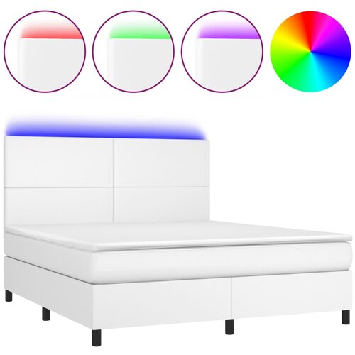 Maison Chic Box spring postelja - Vzmetna postelja z vzmetnico LED bela 160x200cm umetno usnje SL15625, (21902507) Cene