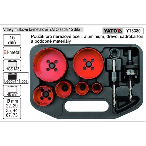 Yato set bimetalnih vrtalnih posod 8 delov 22-73 mm, (20687515)