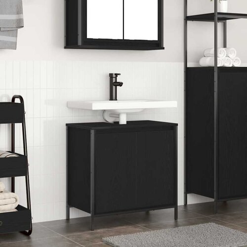 vidaXL Kopalniška omarica za umivalnik črna 60x34,5x60 cm Cene