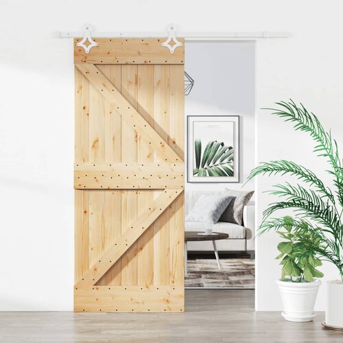 Furnova Drsna vrata s kompletom vodil 85x210 cm trdna borovina, (21944722) Slike