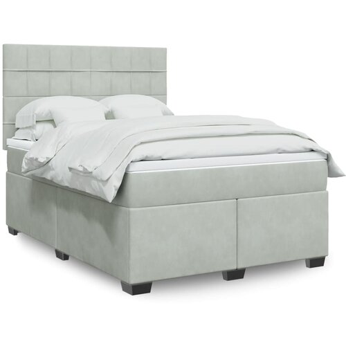 vidaXL Box spring postelja z vzmetnico svetlo siv 140x190 cm žamet Cene