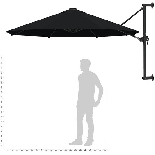  Zidni suncobran s metalnom &amp;scaron;ipkom 300 cm crni Slike