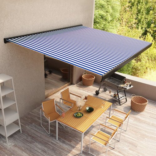 vidaXL Motorizirana kazetna tenda 350 x 250 cm plavo-bijela Cene