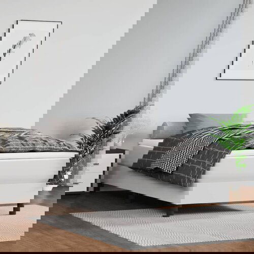 VidaXL Krevet s oprugama i madracem bijeli 100x200 cm od umjetne kože Slike