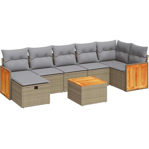 VidaXL 8-dijelni set vrtnih sofa od poliratana s jastucima bež Slike