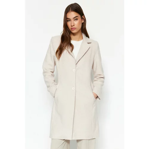 Trendyol Stone Fitted Long Wool Cachet Coat