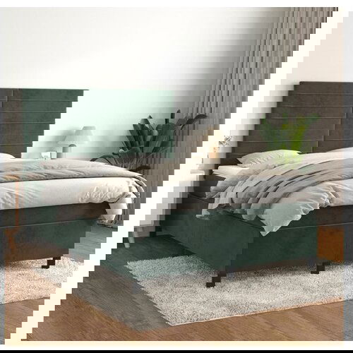 VidaXL Krevet s oprugama i madracem tamnozeleni 140x190 cm bar&amp;scaron;unasti Slike