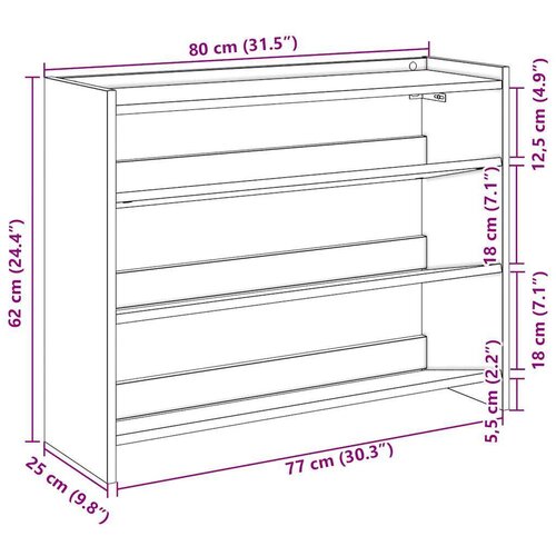 VidaXL stalak za cipele bijeli 80x25x62 cm od konstruiranog drva Slike